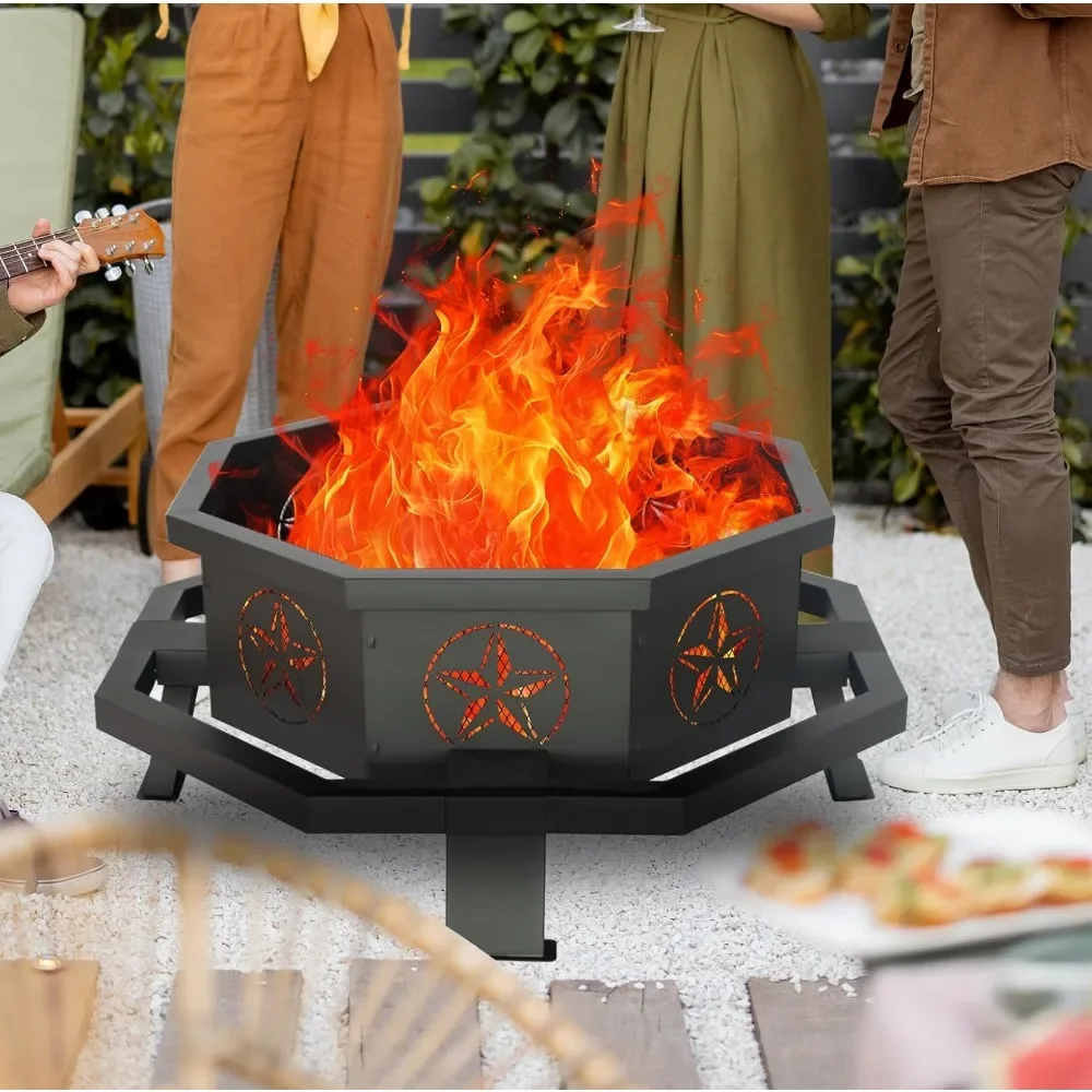 42 Inch Octagonal Fire Pit,Outdoor Fire Pit,Wood Burning Firepit,Bonfire Pit,Firepits for Outside,Camping, Backyard, Patio