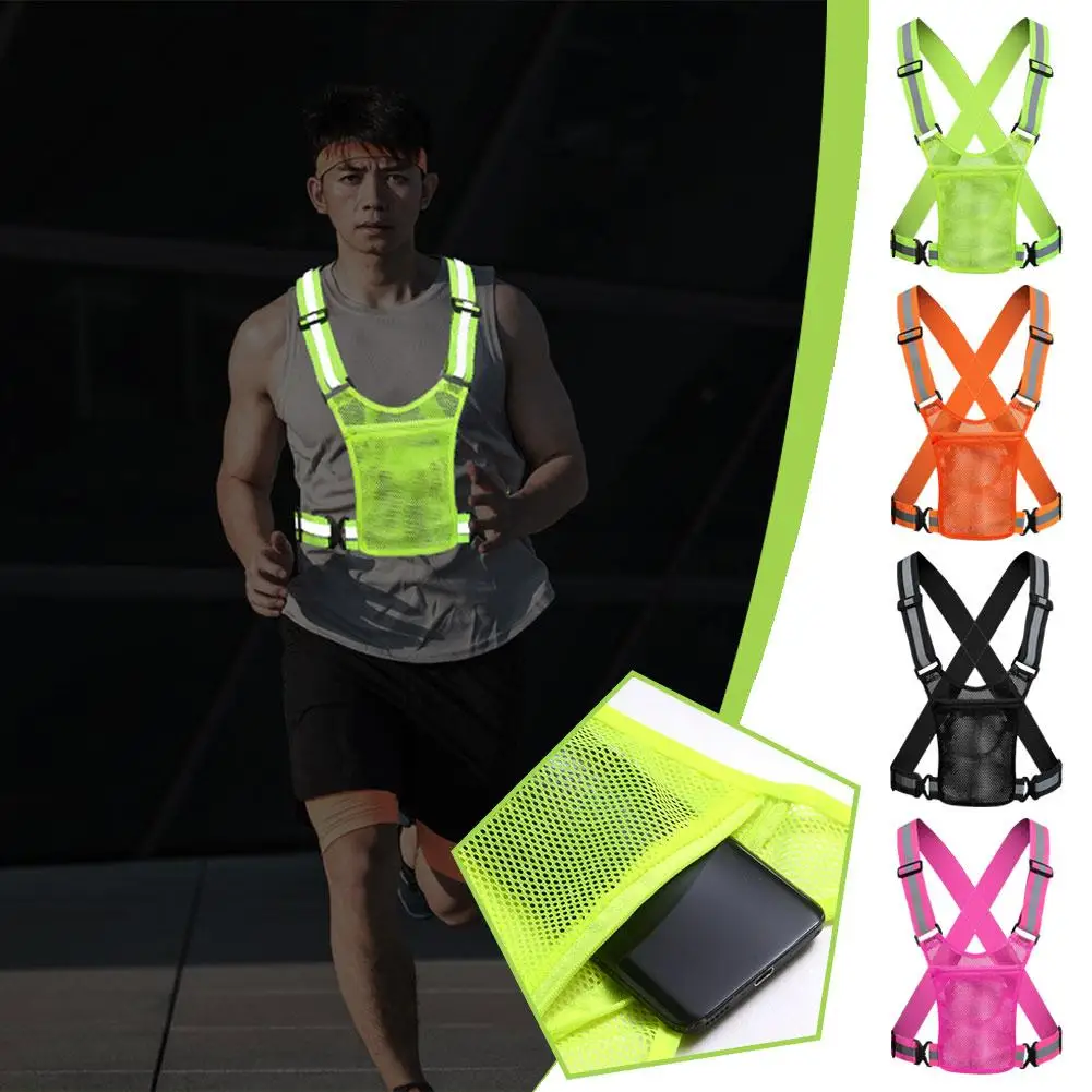 High Visibility Adjustable Reflective Safety Vest for Outdoor Sports Cycling Running Hiking Reflective Vest High Visibility
