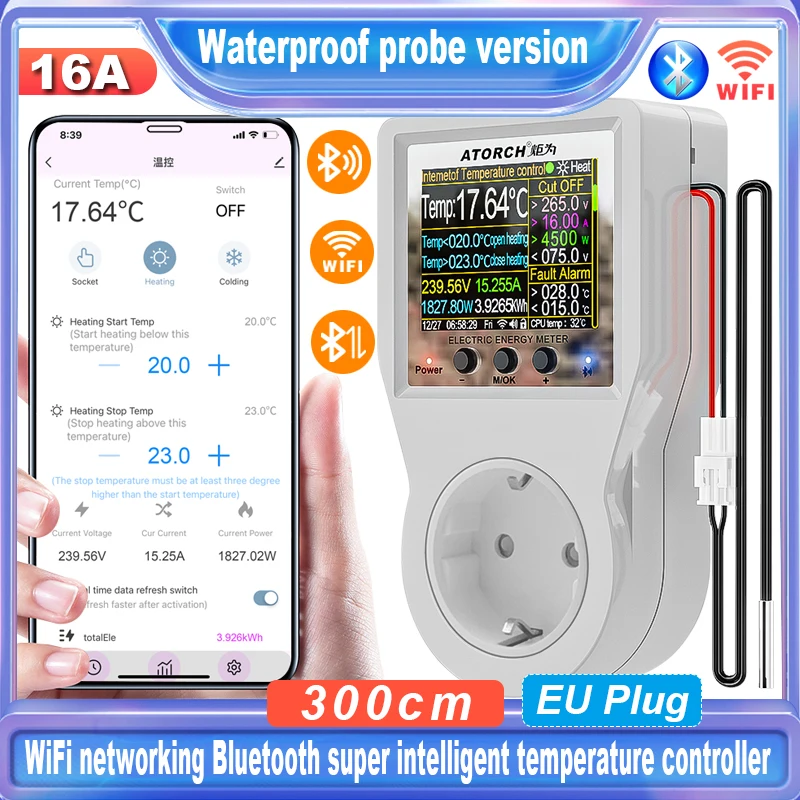 16A Tuya WIFI Smart Thermostat Steckdose Stecker Fernbedienung Temperatur Controller Timer Schalter Kühlung Heizung 3M NTC Sensor – Detail 27