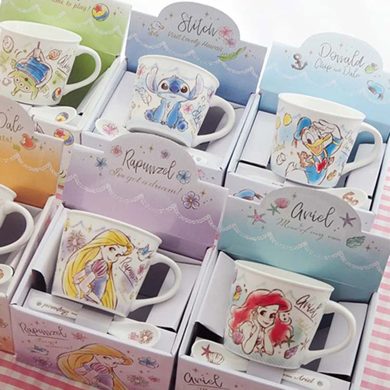 

Alien Lilo & Stitch Ceramic Water Cup Mug Coffee Gift Box Spoon Cartoon Anime Kawaii Cute Lovely Donald Duck Ariel 280Ml Girls