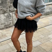 Fashion High Waist Pleated Mini Skirt Chic Ladies Lace Skirt Classic Women Vintage High Street Club Party Y2k Fairy A-line Skirt - Image 5