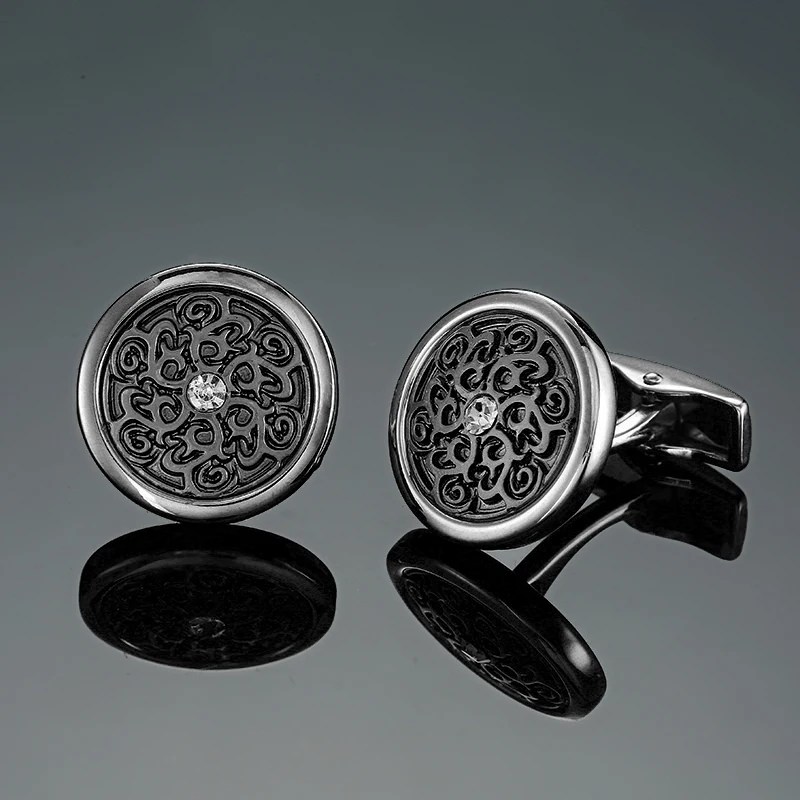 قميص رجالي فرنسي أزرار أكمام مادة نحاسية ، كريستال...