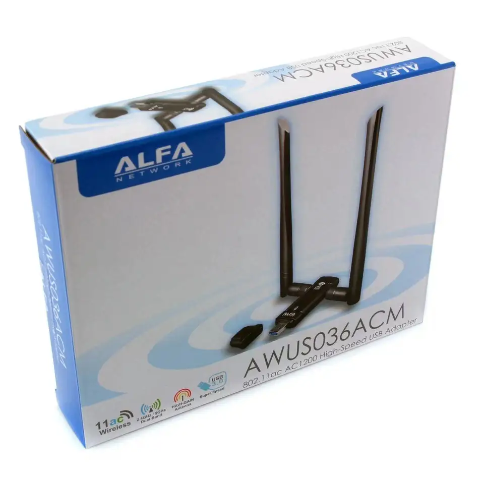 Alfa AWUS036AC Adattatore USB WiFi AC1200 Dual-band 2.4/5GHz Con 2 Antenne 5dBi Rimovibili, Velocità 867Mbps AC - 3