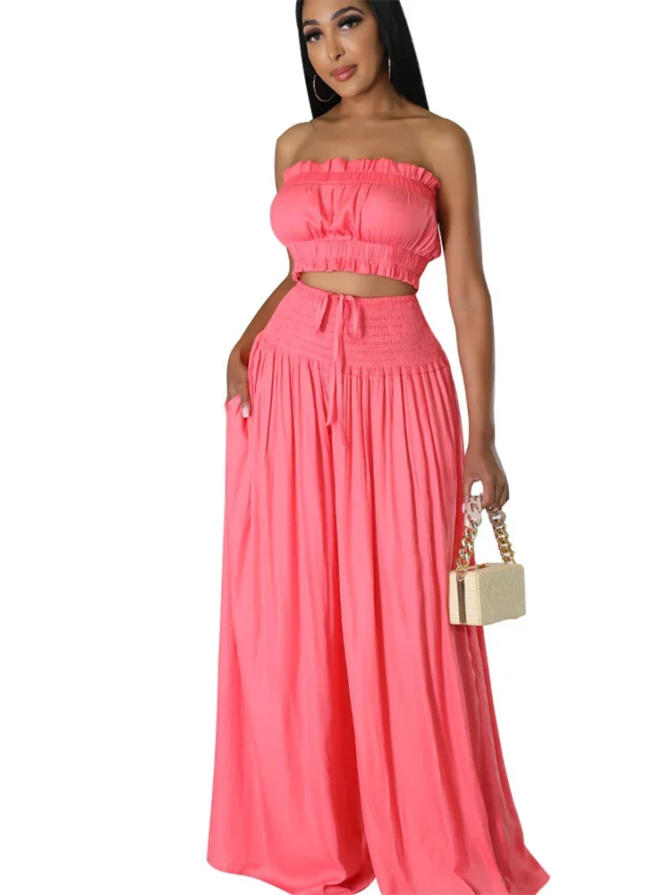 Wmstar Pants Sets Womens Clothing Two Piece Set Crop Office Top Wide Leg Fashion Summer New In Outfits Wholesale Dropshipping