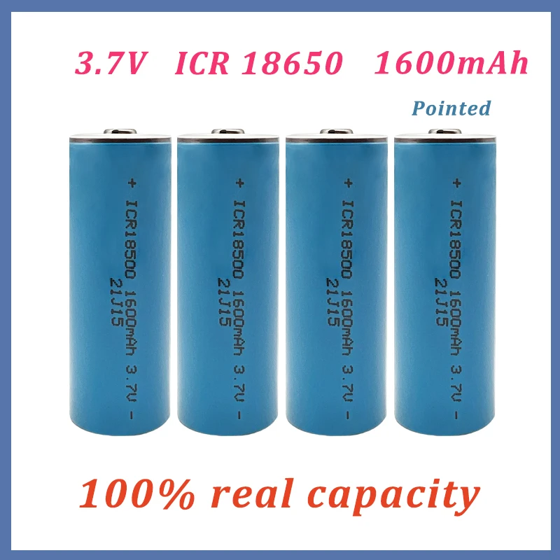 

18500 Battery 3.7v 1600mah With Pointed Tip Rechargeable Ion Batteries For Strong Light Flashlight Anti-light Torch Headlight