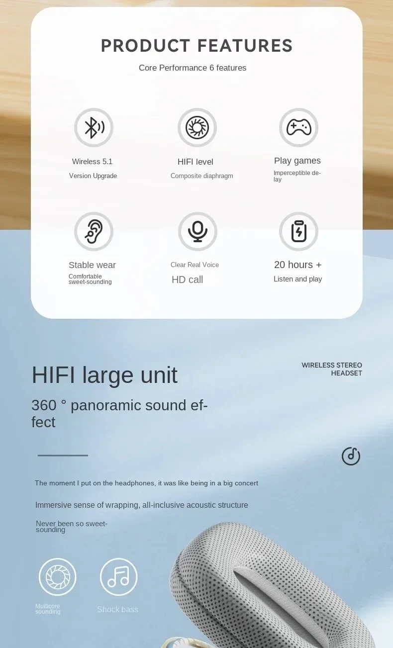 Description Picture 3 of itemWireless P9 Pro Max Air Headphones Smart Noise Reduction Bluetooth TWS Earbuds Over Ear Stereo Sound Sport Music Gaming Earphone