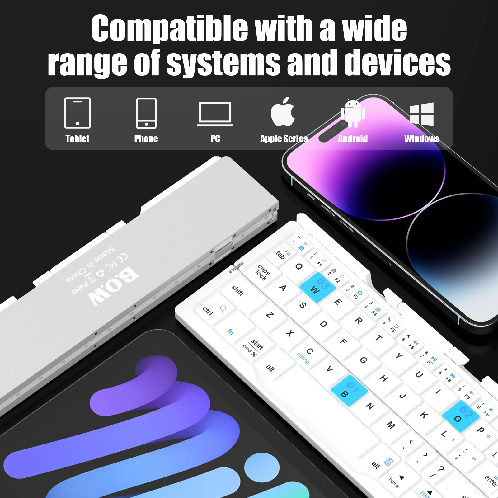 Folding Mini Wireless BT Keyboard Aluminum Alloy Keypad For iPad iPhones Samsung Tablet Rechargeable With Magnetic Stand bluetooth keyboard wireless mechanical keyboard mechanical keyboard wireless keyboard mouse set