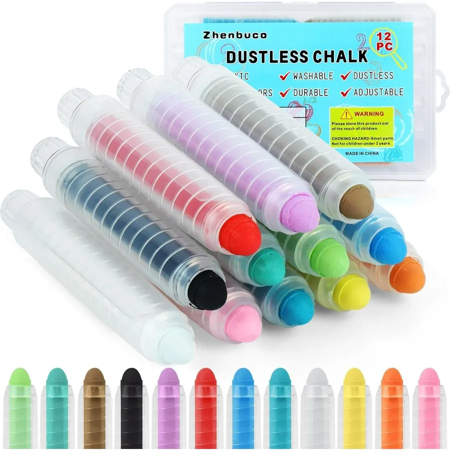 12 Piece Nontoxic Twistable Sidewalk Chalk Set