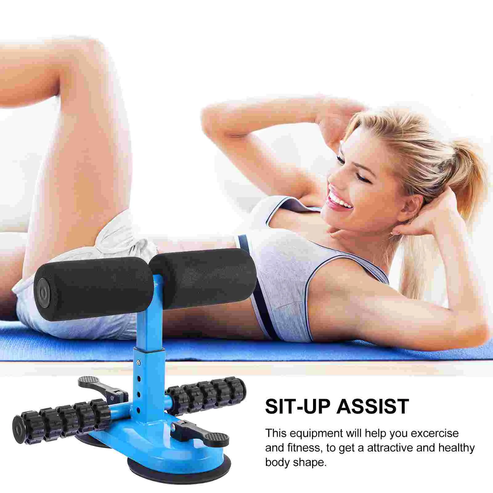 Cable Sit up Machine Bar Table Adjustable Sit-up Assist Tripod Blue Metal Abdominal Curl