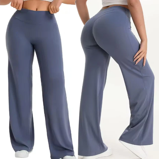 Naked Feel Straight-leg Pants Gym Clothes Woman Sportswear Fitness Workout Leggings Yoga Softmotion Wide-leg Trousers
