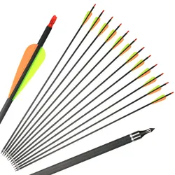 Huntingdoor Mixed Carbon Arrows 32 inch Spine400 Arrows tip can be Replaced with Hunting Arrow for Traditional Bow Recurve Bow