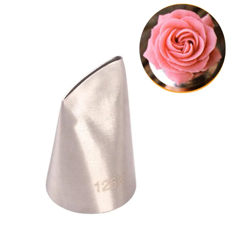 125K Stainless Steel Rose Petal Flower Piping Nozzle Tip Cup Cake