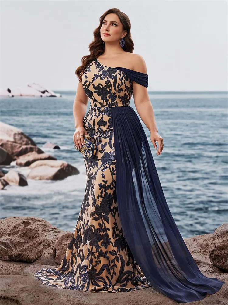 BLUEPLUM فساتين سهرة أنيقة مطرزة بالترتر الأخضر طو...