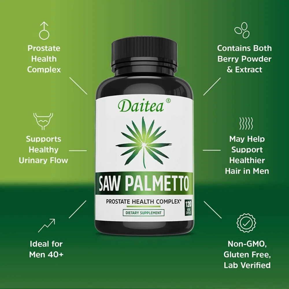 Saw Palmetto 500 Mg Promotes Prostate Health Improves Urinary Frequency and Volume/Painful Urinary Movements/Urinary Urgency