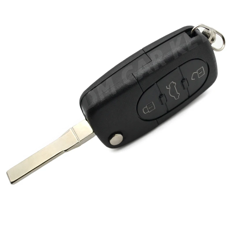 DMKEY remote folding key case 3buttons for Audi A3 A4 A6 A8 TT Quattro A2 flip car key shell replacement