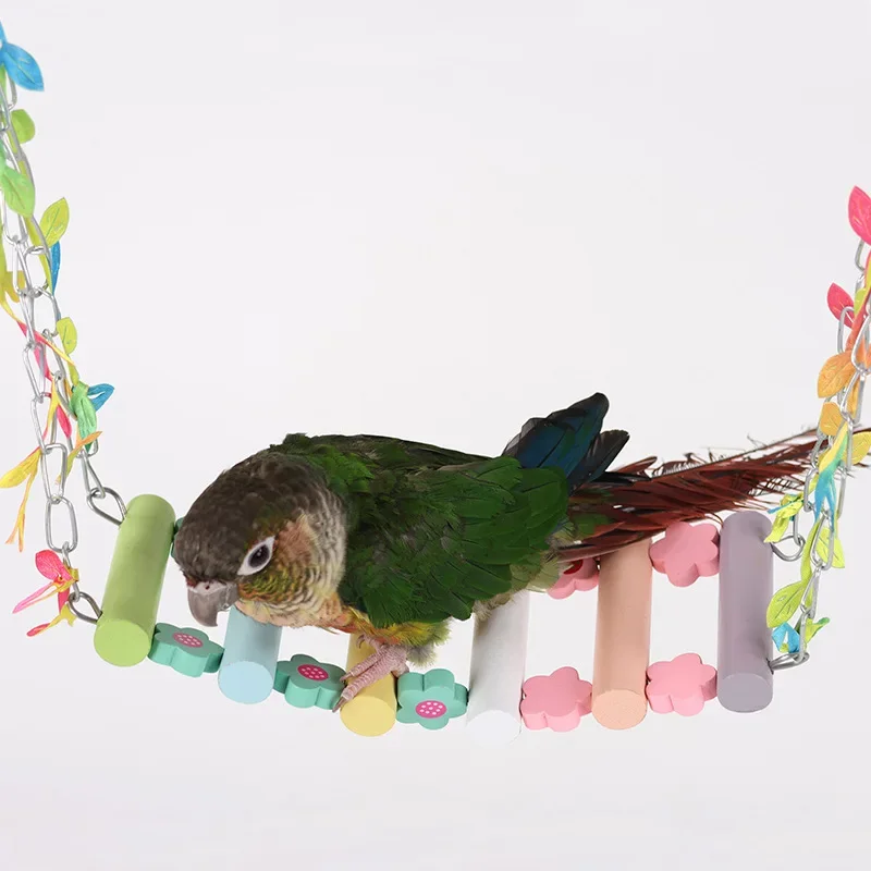 Parrot toy swing bird toy Tiger skin peony mysterious phoenix parrot cage set hammock suspension bridge parrot toy bird toy bird swing toy