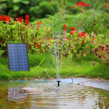 Solar Fountain Pump Panel Powered Water Kits Aquarium Pond Lawn Low Noise Outdoor Bird Bath Garden Decor with 6Nozzles - Image 3
