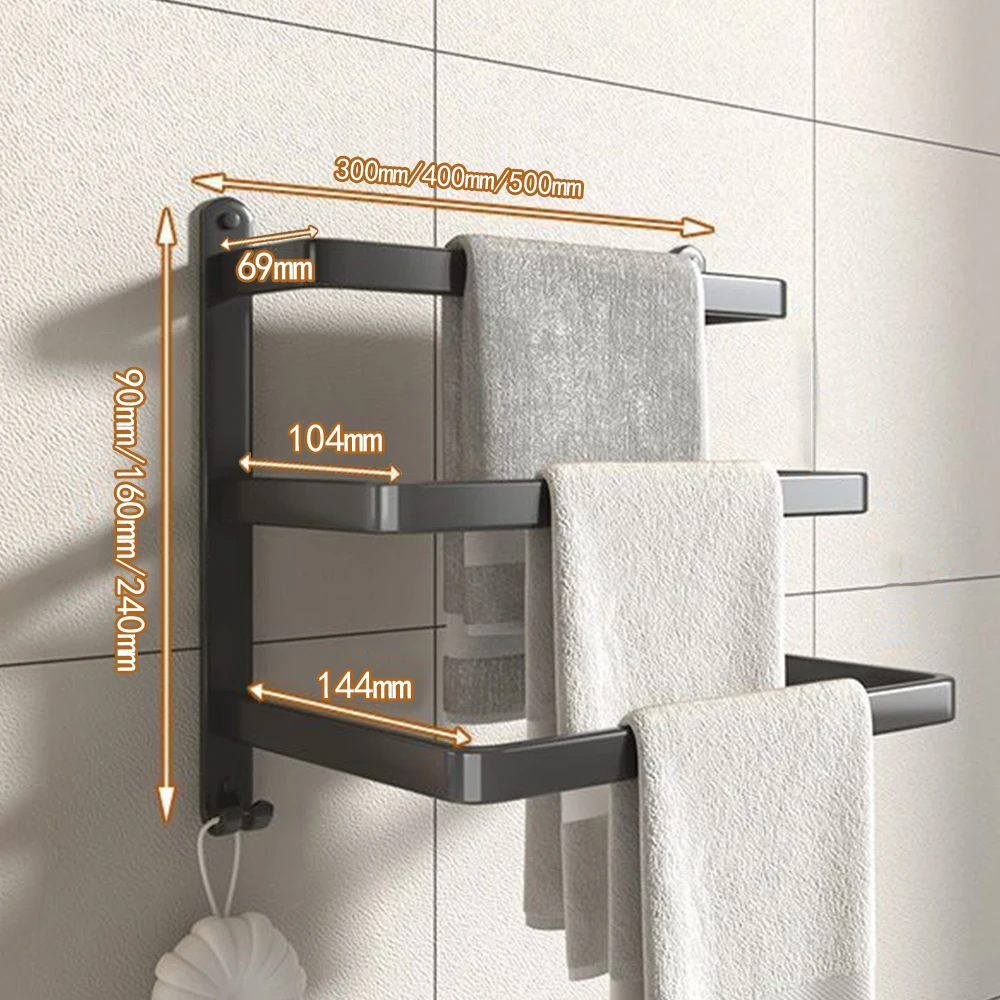 Bath Towel Bars Towel Racks for Bathroom Lavatory Wall Mount Towel Hanger Space Aluminum Holder Rail towel rack,towel holder,bathroom facilities