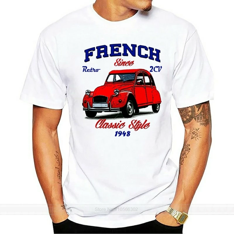 T-Shirt Vintage 2CV, homme Gris chiné 100% coton,manches courtes