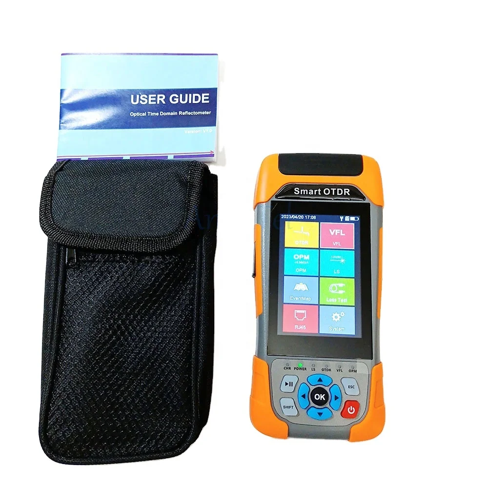 

MINI HJ1000 OTDR 1310/1550/1610/1625/1650nm 24/22dB OTDR Active Fiber Reflectometer Live Test VFL OLS OPM Event Map Ethernet