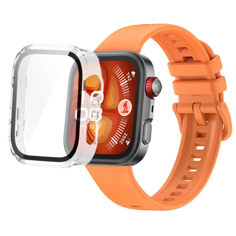 Breathable Silicone Strap with Protective Tempered Glass Screen and HD PC Case