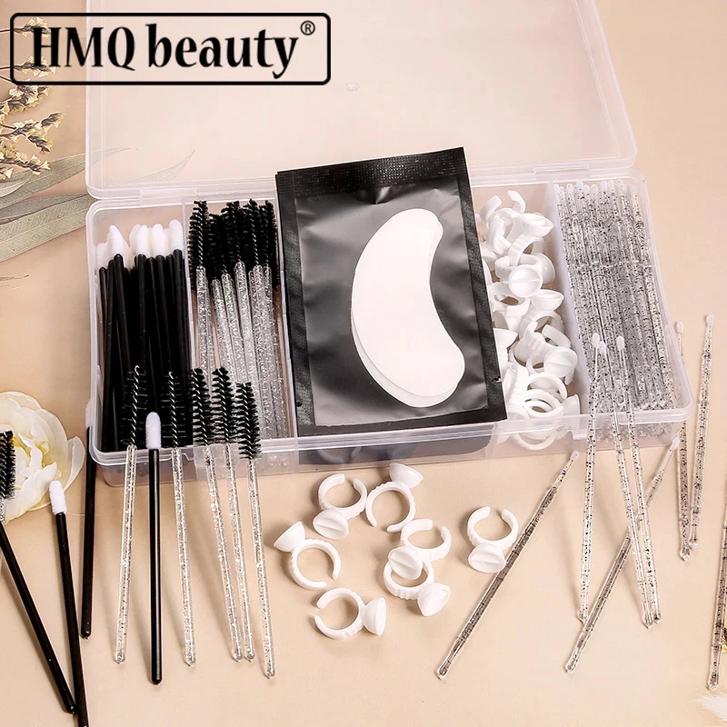 235PCS/Box Eyelashes Extension Set Eyelash Brushes Lashes Micro Brush Crystal Wands Tape Glue Ring Eye Pad Mascara Applicator