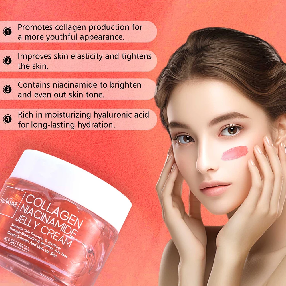 Collagen Jelly Face Cream for Dry Old Skin Care Moisturizer Lighting Nourishing Firming Fine Lines Beauty Skincare Cream Product