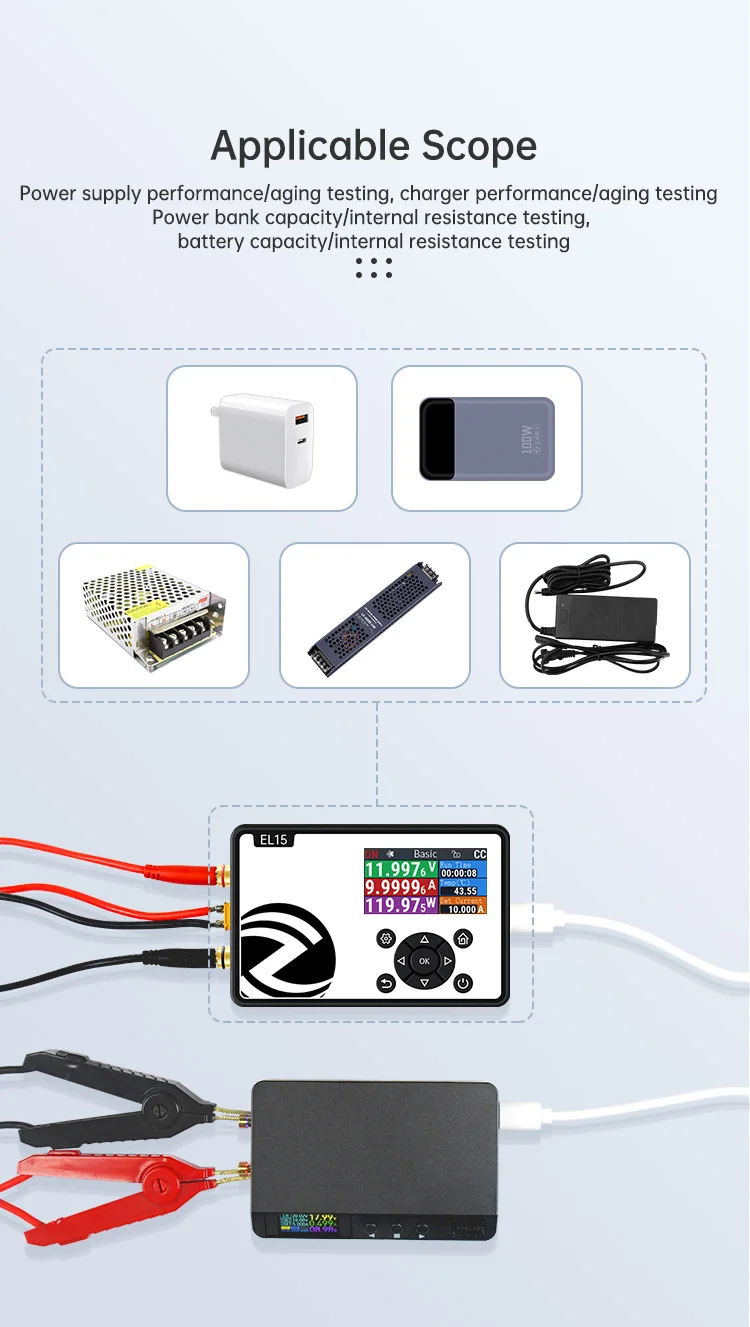 EL15 DC Electronic Load 150W Battery Capacity Tester Mini Programmable Power Sup