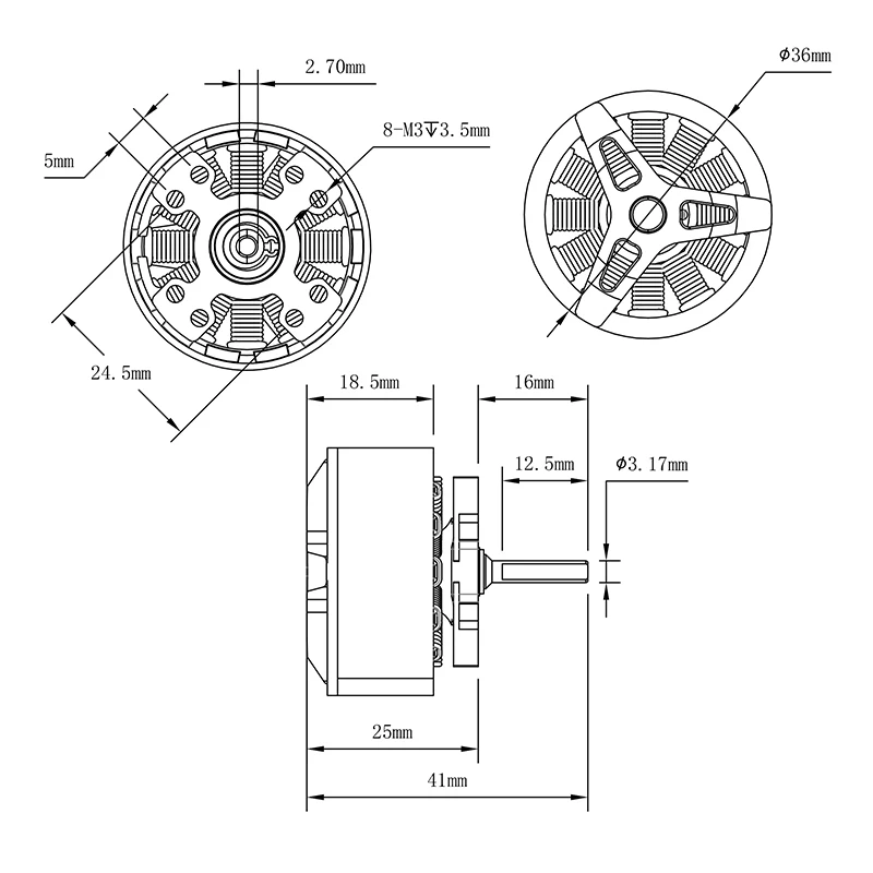 ESC 70A 2670 avec connecteurs et câbles, compatible avec le moteur brushless.