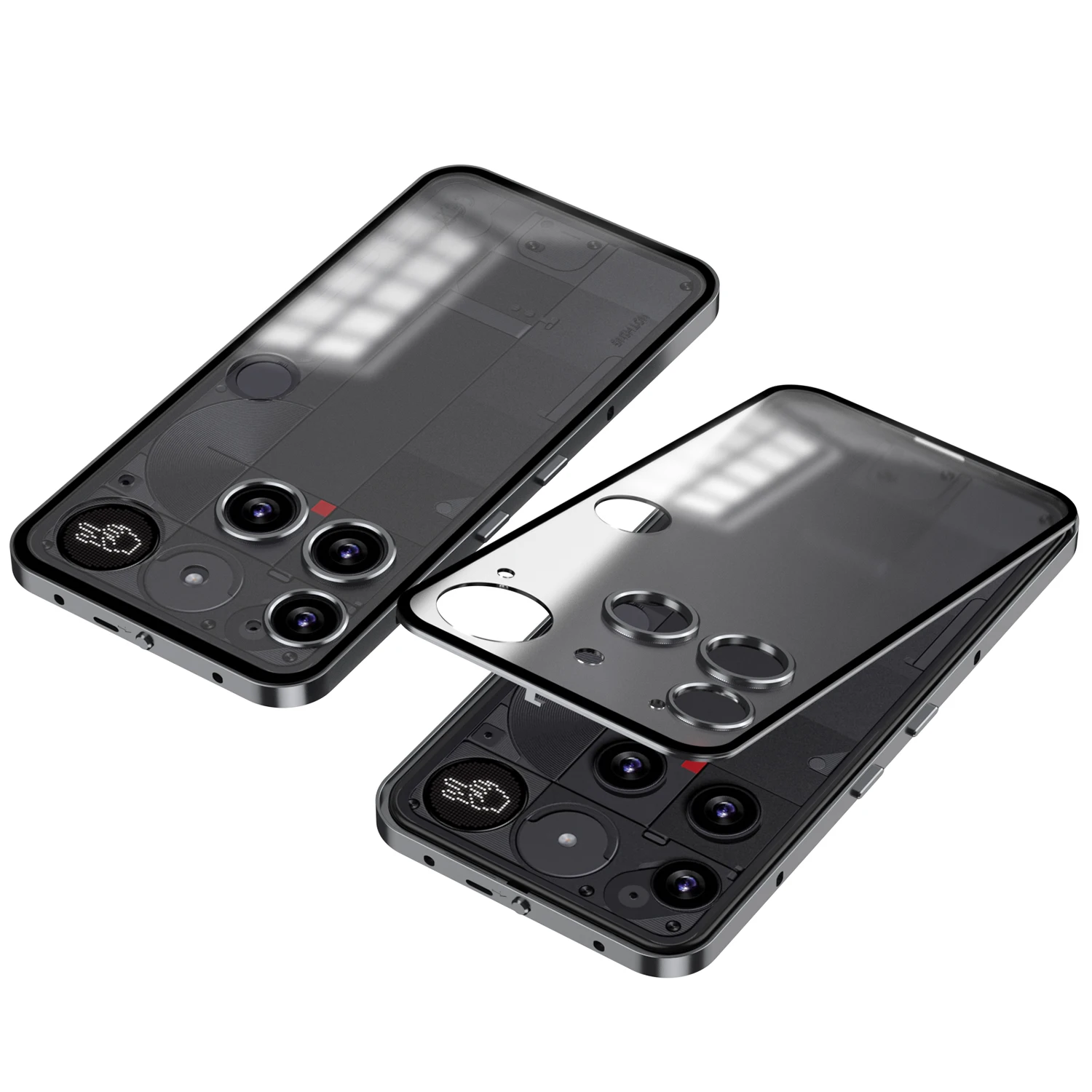 Alloy Metal Lens Protection Case with Transparent Tempered Glass - Shockproof Cover