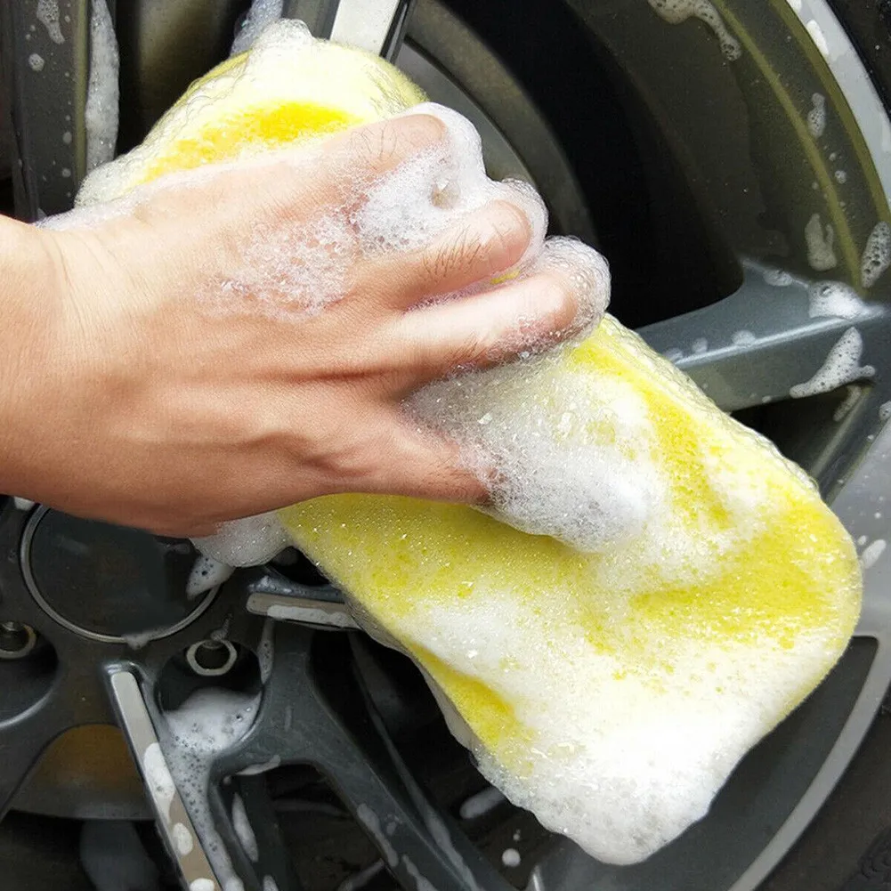 Car Cleaning Sponge Large Jumbo Sponge Car Auto Washing Pad Wax Polishing Cleaning Cloth Yellow Cleaner Tools