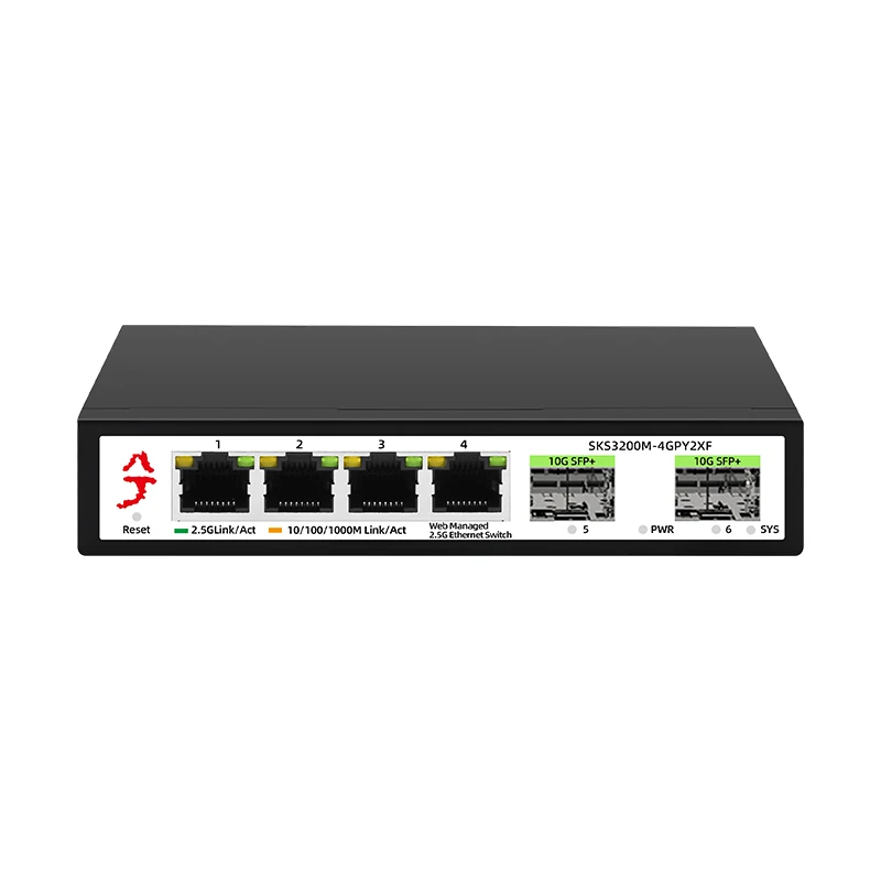 XikeStor 6 Port L2 Managed 2.5G Switch with 4 2.5G RJ45 & 2 10G SFP+ Ports for Web Management VLAN Division Port Aggregation