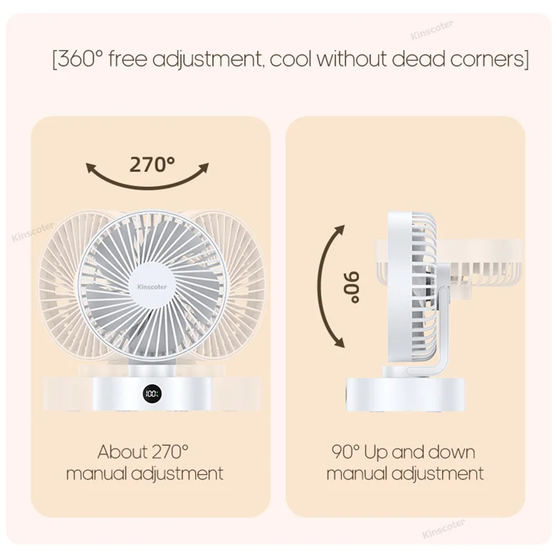 Portable Mini Desktop Fan Silent High Wind Power Cordless Rechargeable Fan 5 Speed Cooler Small Fan for Students Office Gifts 5