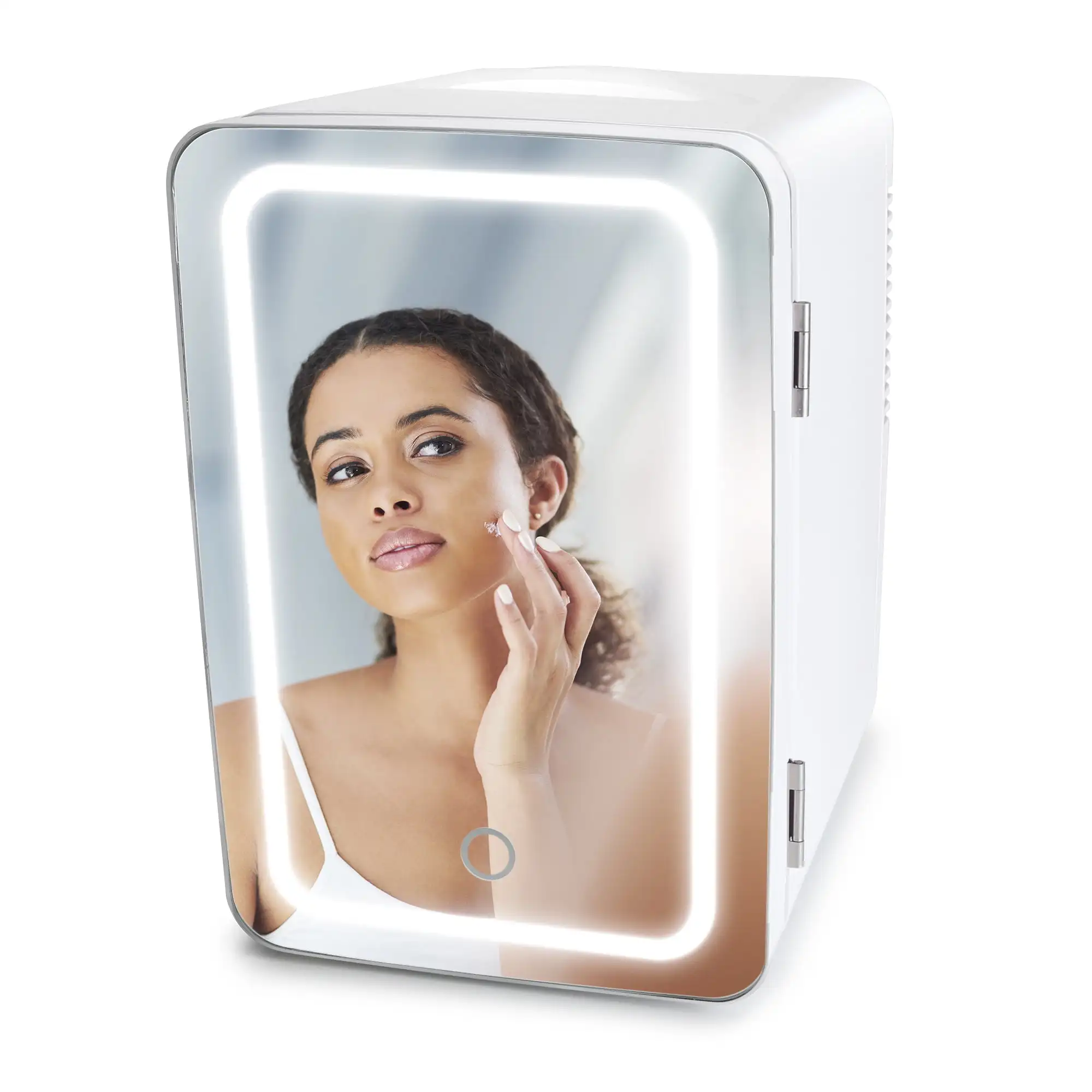 

6L Mini Fridge Beauty & Skincare Refrigerator Lighted Mirror Door, White