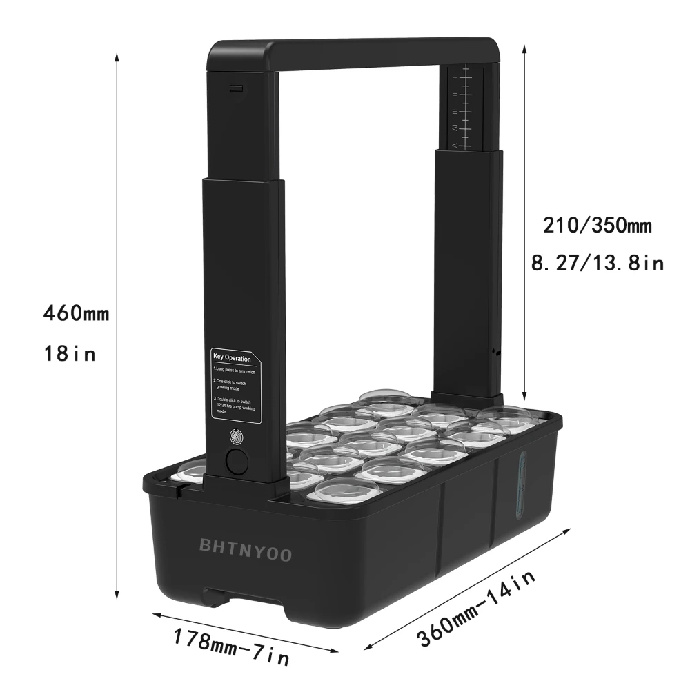 Hydroponic Growing System Kits 15 Pods Indoor Smart Hydroponics Planting Herbs Garden with LED Grow Lights Adjustable Height