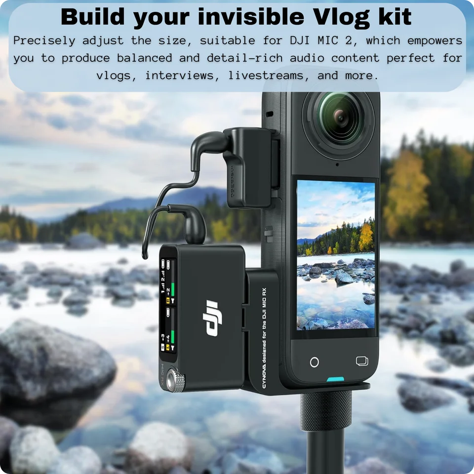 Aluminum Cold Shoe Mount Adapter for Insta.360 X5 Camera and DJI Mic 2