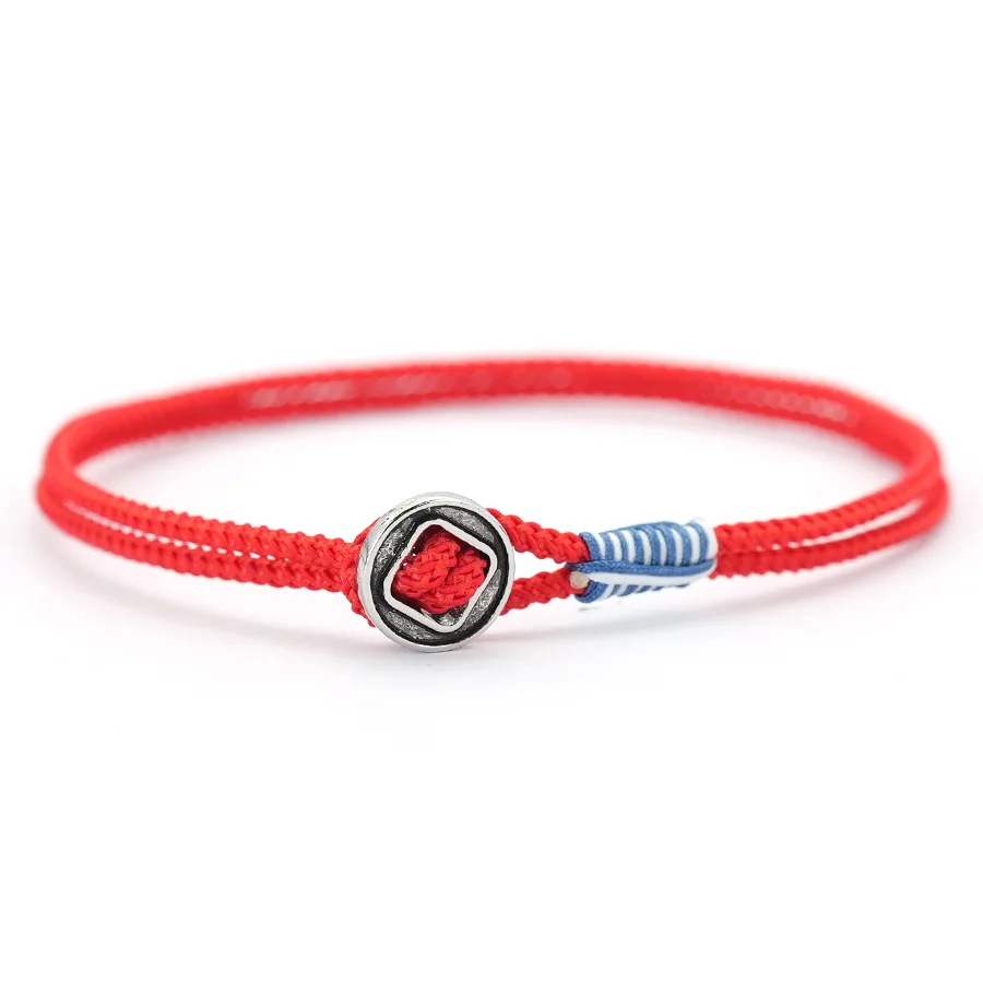 Silver Color Viking String Bracelet For Men