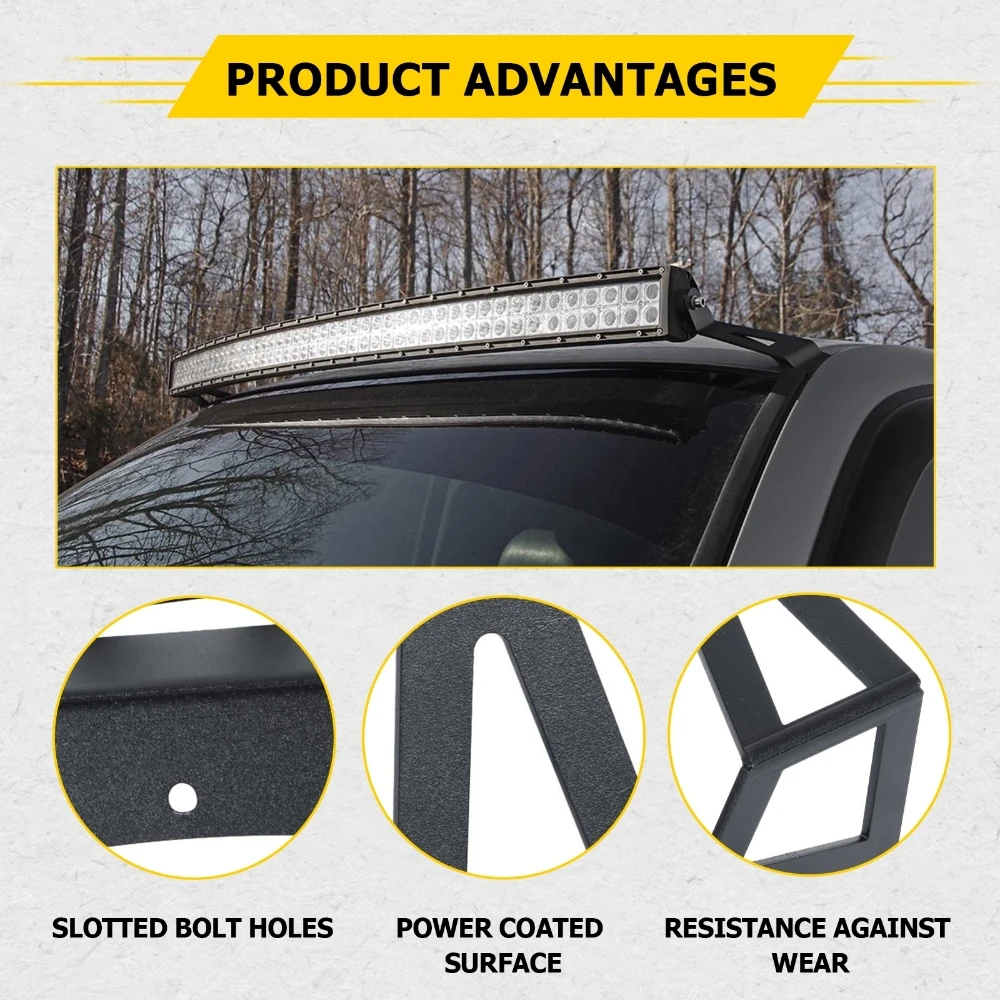 LED 라이트 바 장착 브래킷 거치대, 포드 F250, F350, 1999-2015 용, 상단 윈드실드 라이트 마운트 키트, 52 인치