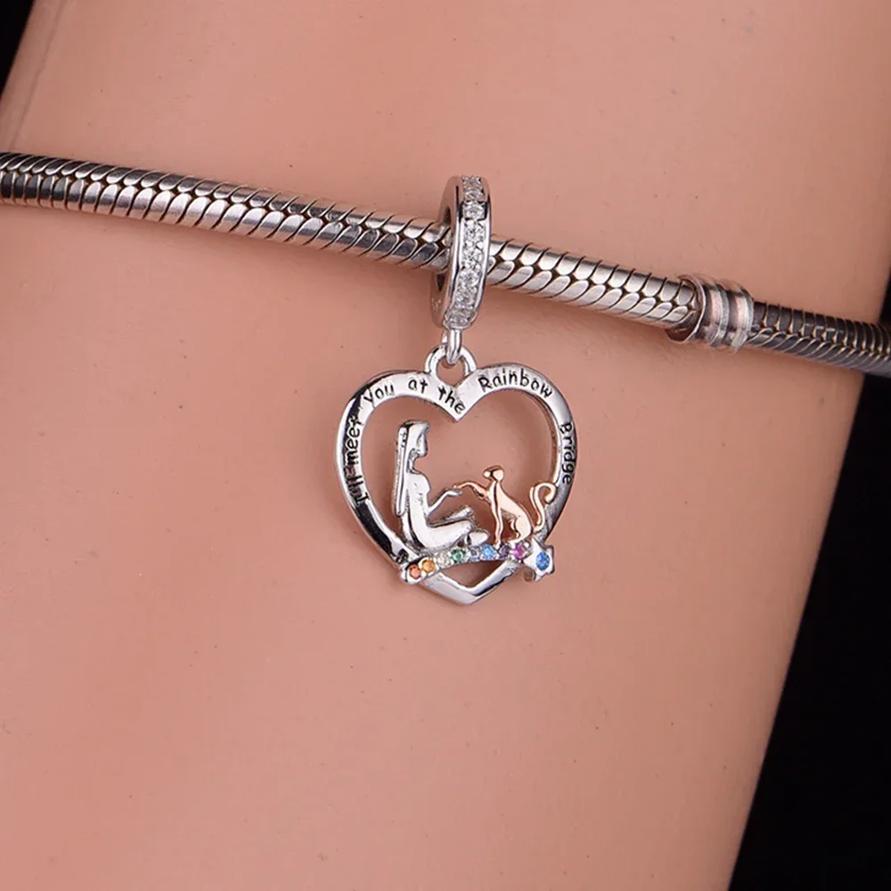 여성용 오리지널 팬 참 팔찌,  레인보우 브릿지, 소녀 개 고양이 구슬, 기념 버로크 2023 만들기에 적합