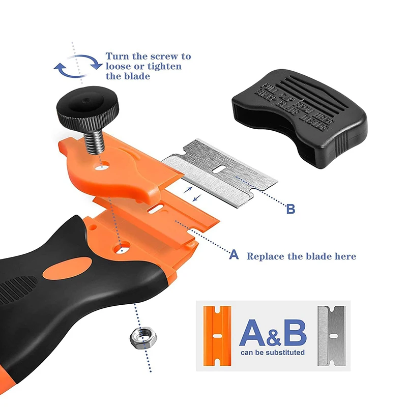 4pcs Double Edged Plastic Scraper Tool, Razor Blade Glass Scraper For Windows Decals Tint Labels Caulk, Adhesive Remover For Stickers And Paints On Car Glass