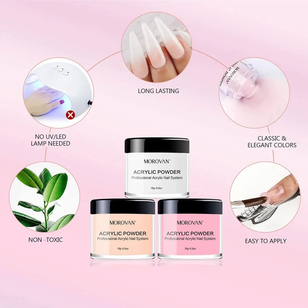75ml Acrylic Liquid Powder Set with Professional Acrylic Nail Powder and Crystal Glass Cup for Nail Extension Carving