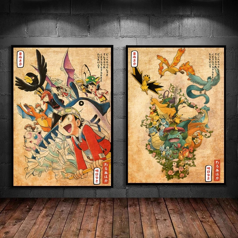 

Japanese Anime Canvas Paintings Pokemon Charizard Decorative Christmas Gifts Comics Pictures Wall Decoration Kid Action Figures