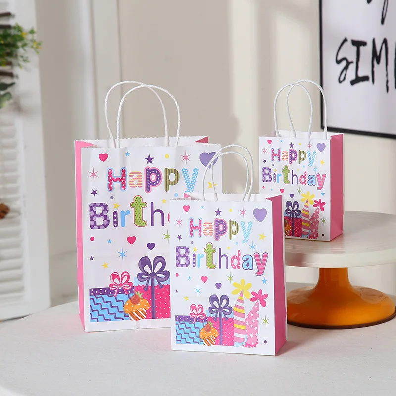 Bolsome Papier-Geschenktüten Mit Griff – Blau-weißes Cartoon-Design (12 Stück, Ca. 16 X 8 X 22 Cm)