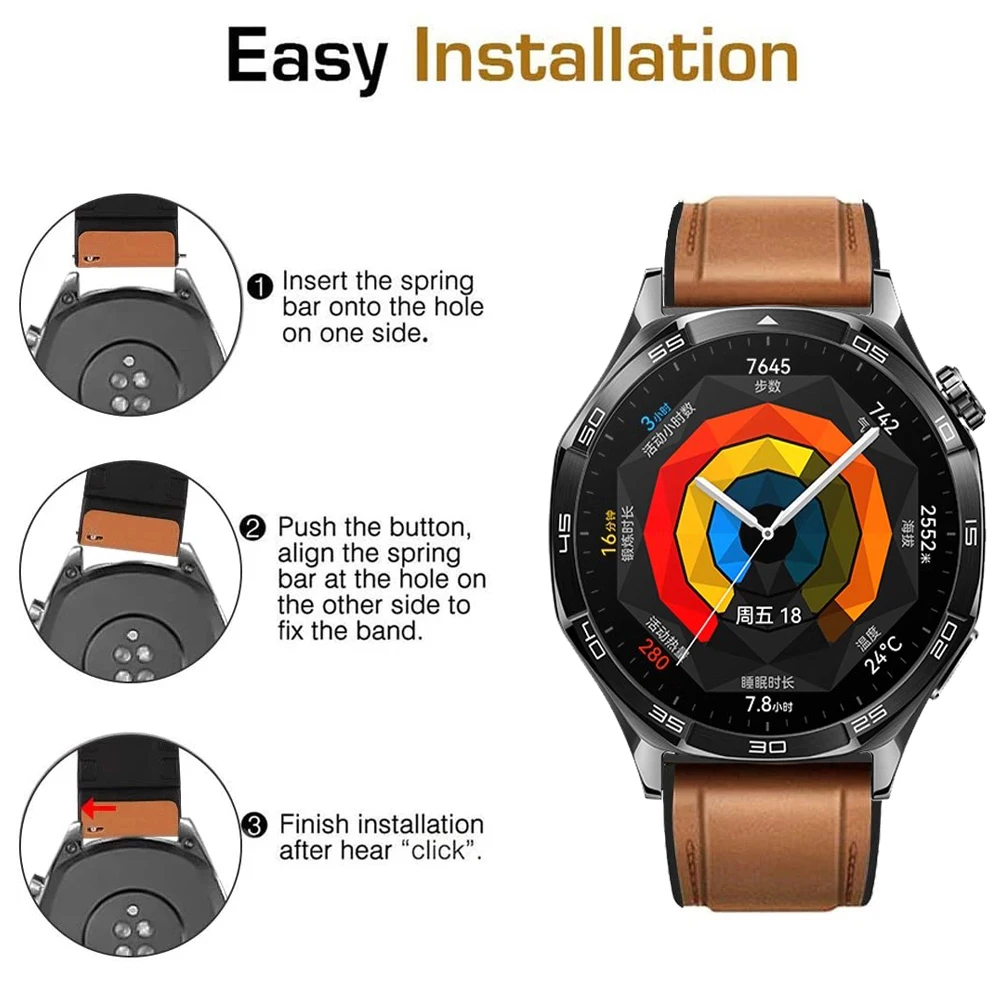 Premium Leather Strap for Smartwatch 22mm - Elegant Women’s and Men’s Watch Bracelet