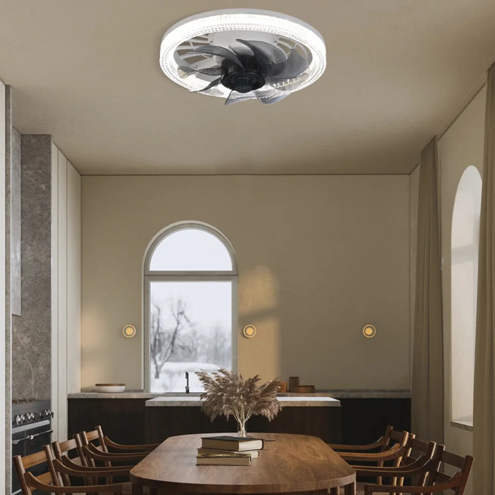 Silent Electric Fan with Light with Converter Extender Ceiling Fan Light 4 Speeds AC 85V-265V for Living Room Study Room Kitchen 4