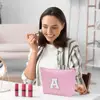 Makeup Pouch Waterproof Letter Cosmetic Storage Bags with Zipper Closure Capacity Makeup Organizer Pouches for Set of 2 Cosmetic 3