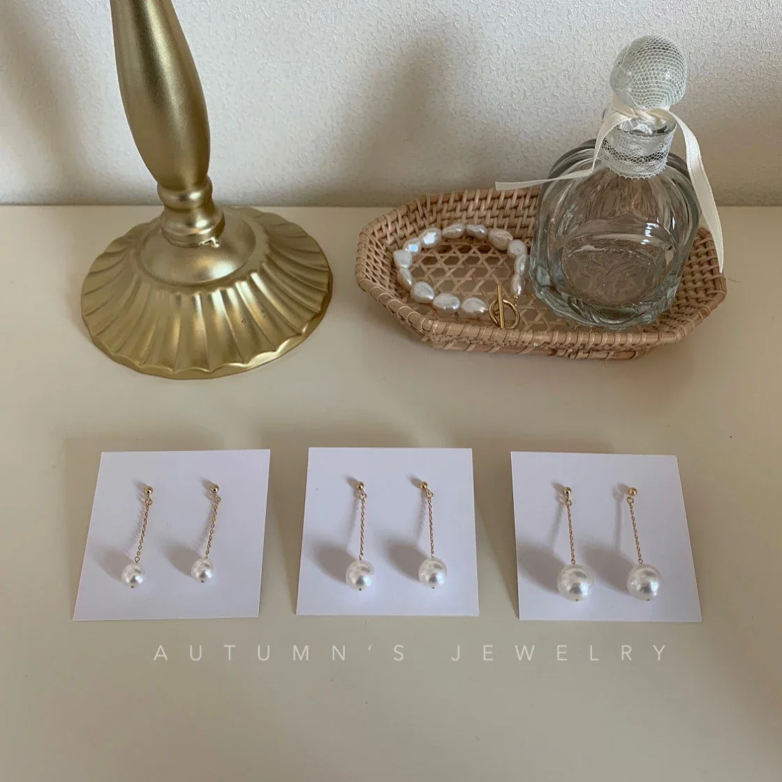Elegant women's Pearl Earrings Hanging earrings Women's jewelry 14k pearl Hanging Long earrings Chain pearl earrings for women