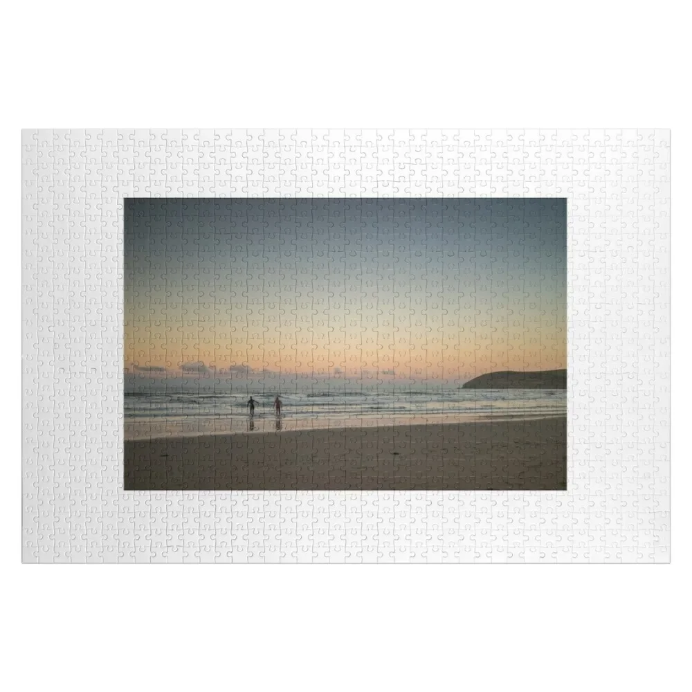 

Sunrise surfers at Croyde Bay Jigsaw Puzzle Woods For Adults Wood Photo Personalized Puzzle