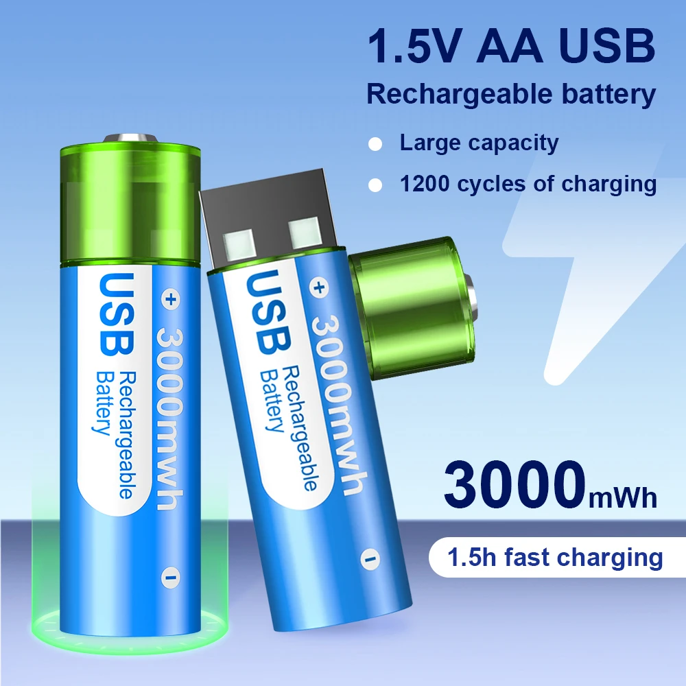 

2-16PCS AA 1.5V battery 3000 mWh USB rechargeable li-ion battery AA 1.5V lithium batteries for Remote Control Toys light Batery