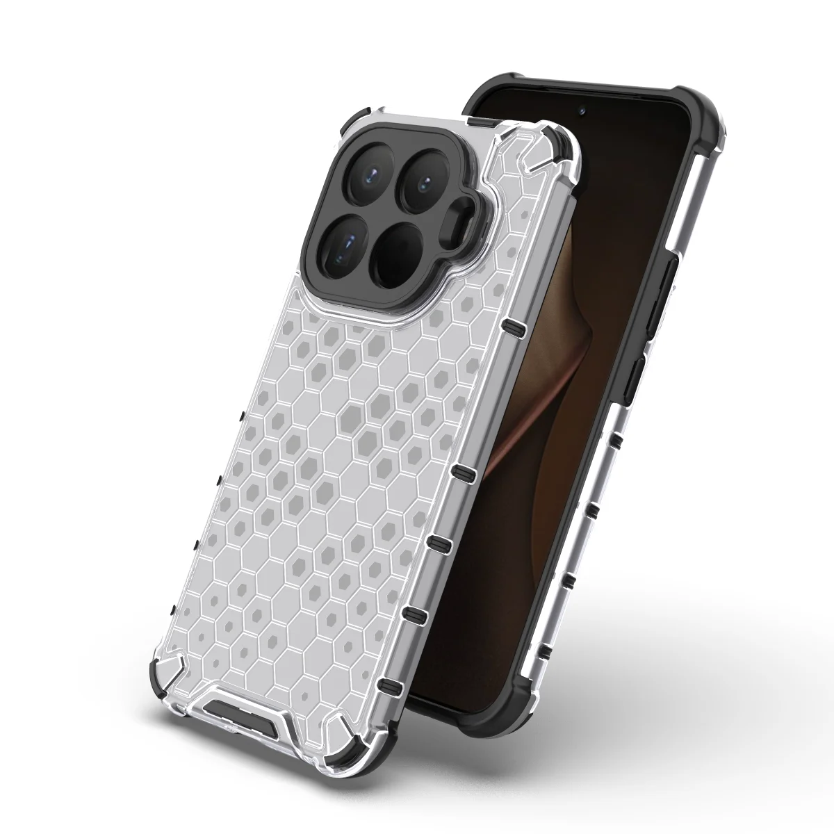 Luxury Transparent Honeycomb Shockproof Case - Translucent Anti-Fall Armor Cover